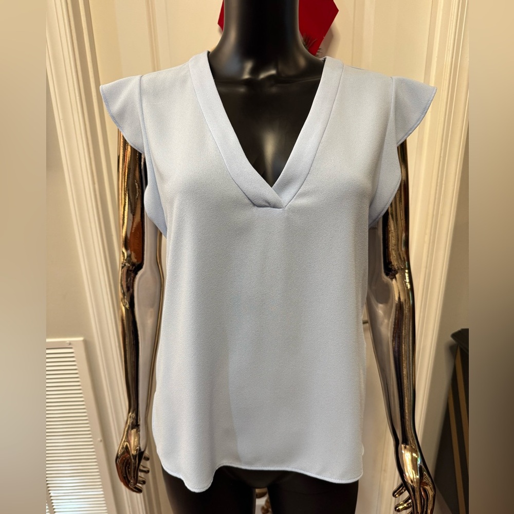 Zara Light Blue V-Neck Blouse